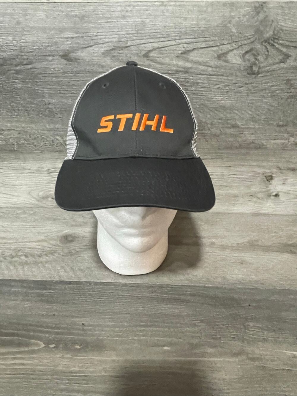 STIHL Trucker Hat Black Gray Mesh Snapback Orange Embroidered Logo OSFM